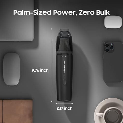 Handheld Vacuum Cordless, Car Vacuum Cleaner Portable with HEPA Filter, 2 Suction Modes, Mini Hand Held Vacuum Rechargeable for Car, Home, Pet Hair, Office, Desk, Keyboards (Black)