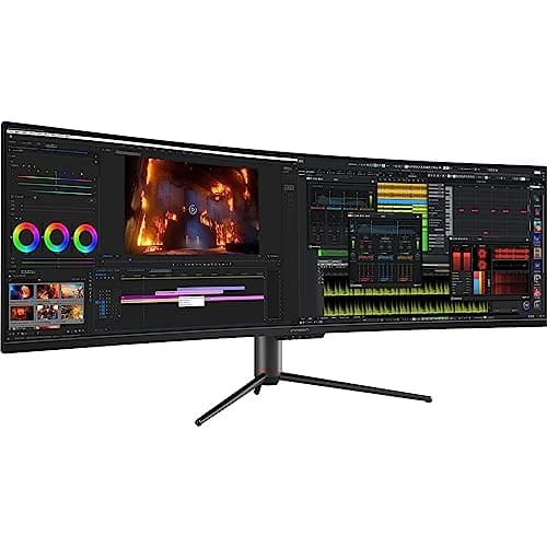INNOCN 49" Curved Gaming Monitor 144Hz Ultrawide 32:9 WDFHD 3840 x 1080P, R1800, 99% sRGB, HDR400, USB Type C, DisplayPort, HDMI, Built-in Speakers, Height/Tilt Adjustable - 49C1G