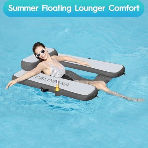 CALOBANA Inflatable Floating Chair, Heavy Duty Pool Floats Adult Lounger, Portable Water Float Chair for Swimming Pool, Lake and Beach