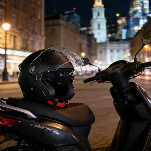 Motorcycle Helmets Open Face for Streey Moped Scooter, Dual Visor 3/4 Moped Helmets for Adults Motorbike Half Helmet 601 DOT Approved Men and Women