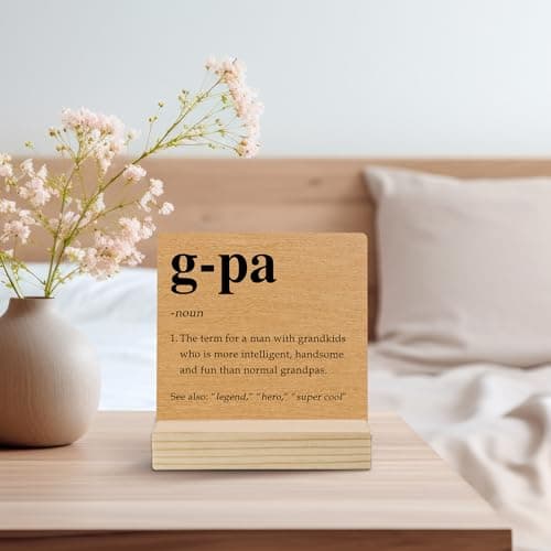 G-Pa Grandpa Gifts Desk Decor, Grandpa Gifts for Birthday Father's Day Decorative Signs & Plaques, G-Pa Definition Desk Sign with Wooden Stand for Home Office Shelf Table Decor B0GJR7LD9H
