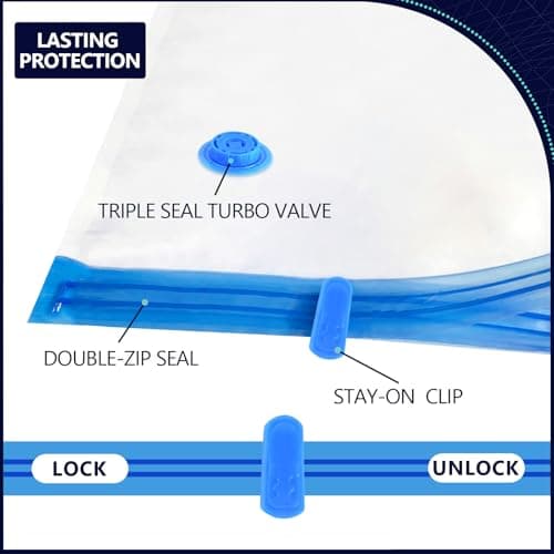 Vacuum Seal Bags for Clothing with Electric Pump, 6 Pack (2 Jumbo 2 Large 2 Medium Vacuum Storage Bags) Space Bags Vaccine Vacuum Sealed Storage Bags for Travel Luggage Blankets Bedding