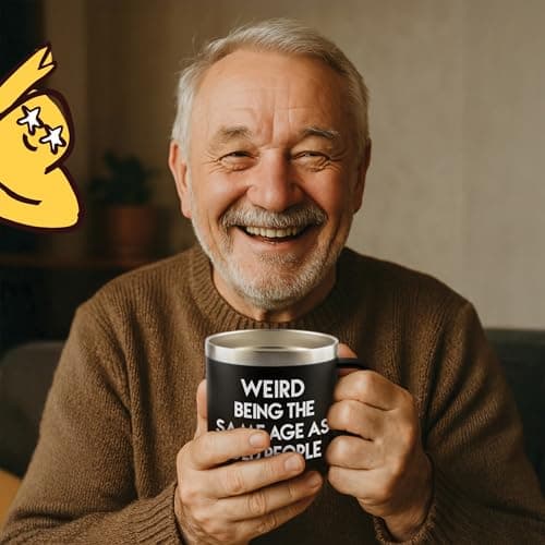40th 50th 60th 70th Christmas Gifts for Men Fathers Day - Weird Being the Same Age as Old People Mug 14oz Tumbler Black Gifts for Dad Birthday Gift Ideas for 70 Year Old Man Funny Gag Gift for Elderly