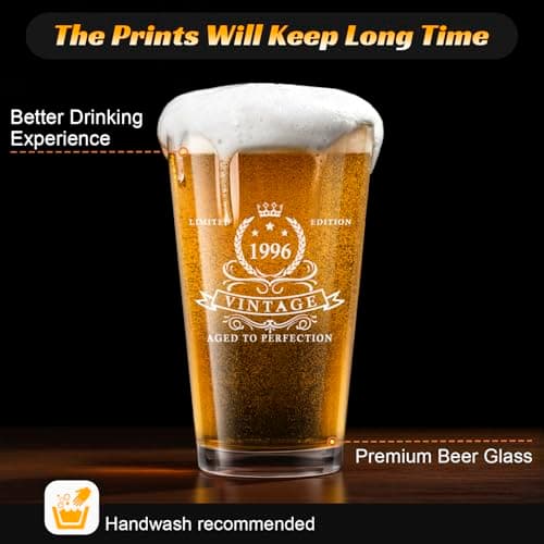 LIGHTEN LIFE 30th Birthday Gifts for Men 16oz,1996 Beer Glass in Barrel Box,30th Birthday Gift Ideas,1996 Pint Glass for 30 Years Old Dad,Husband B0CPPXTM5D