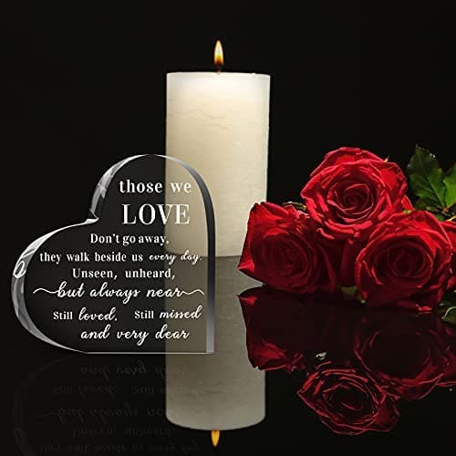 Jetec Bereavement Gift Acrylic Heart Sympathy Memorial Condolence Gift for Loss of Loved One Remember Me Grieving Present for Remembrance Table Decor(6 x 6 x 0.6 Inch)