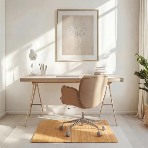 Leinuosen 36" x 48" Office Bamboo Chairmat for Carpet Floor Mat Highly Premium Quality Anti-Slip Office & Home Floor Protector Low Pile Carpet Chair Mat, 5mm Thick(Without Lip,Wood)