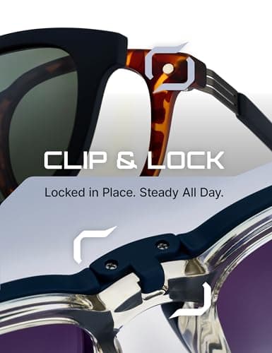 2-in-1 Magnetic Clip- On Blue Light Blocking Glasses–Rectangle Frame + Polarized UV400 Clip, TR90, Anti-Reflective