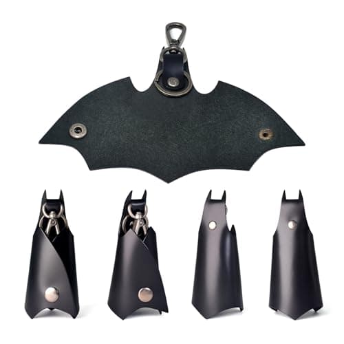 CAILLU KeyChain Leather Bat Shape for men gifts and women Car key fob case,Leather fashion pop keys ring cover holder