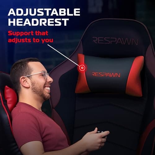 Respawn 900 Console Gaming Recliner with Footrest and Lumbar Support - Comfortable Ergonomic Gaming Chair with Headrest, No Wheels, Reclining, Heavy Duty, Racing Style Video Game Chairs - Red