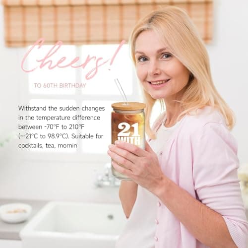 60th Birthday Gifts for Women, Funny 60th Birthday Gift Ideas, 21 with 39 Years Experience, Unique 60th Birthday Gifts for Her, Happy 60 Birthday Gifts, Gifts for 60th Mom Sister Friend Coworker