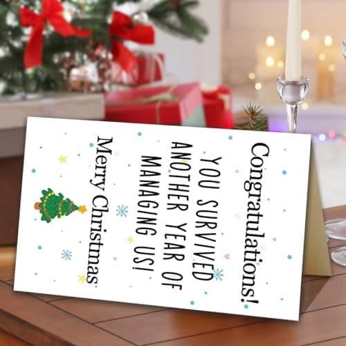 Funny Boss Christmas Card, Boss Christmas Gifts with Premium Envelope, 8x5.3 Inches