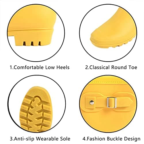 Fubotao Women's Mid Calf Rain Boots Waterproof Fashion Garden Shoes Anti-slipping Rainboots For Women Comfortable Insole Light Rain Shoes
