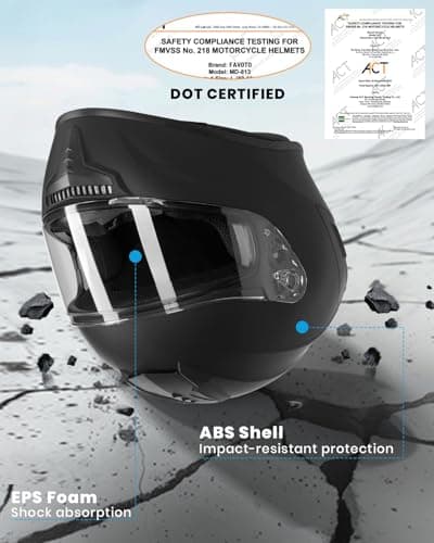 Favoto Full Face Motorcycle Helmet DOT Approved, Cascos Para Motos Snowmobile Dirt Bike Helmet for Adults Men Women, Anti-Fog Film Included, Black, Medium