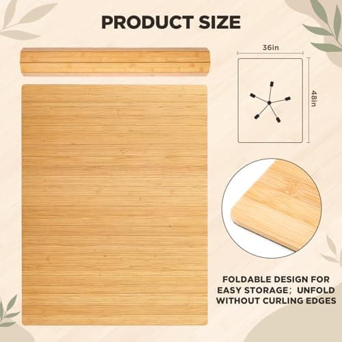 Leinuosen 36" x 48" Office Bamboo Chairmat for Carpet Floor Mat Highly Premium Quality Anti-Slip Office & Home Floor Protector Low Pile Carpet Chair Mat, 5mm Thick(Without Lip,Wood)