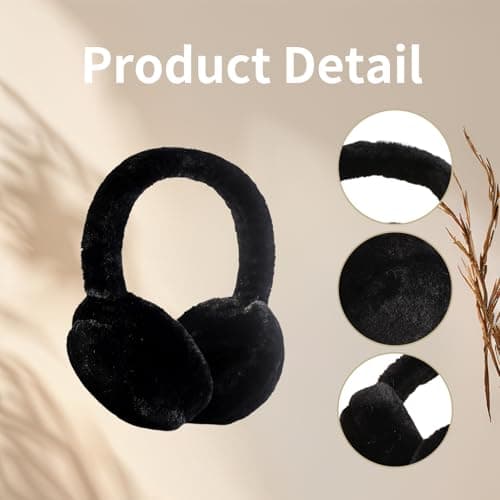 LZEDIRA Ear Muffs for Women Mens, Winter Faux Fur Earmuffs, Fluffy Cute Earmuffs, Foldable Ear Warmers for Mens Cold Outdoor