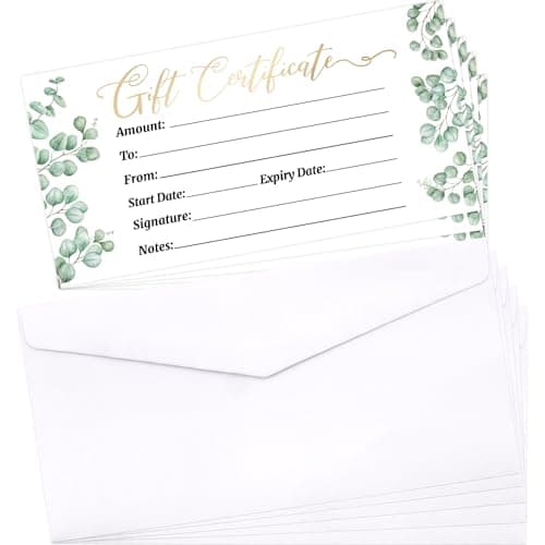 Ceiba Tree Blank Gift Certificates for Business 30 Pack Gold Foil Certificate Cards with Envelopes for Salon Restaurants Spa Birthday