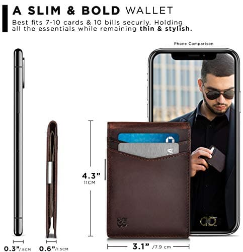 SERMAN BRANDS Money Clip Wallet - Mens Wallets slim Front Pocket RFID Blocking Card Holder Minimalist Mini Bifold