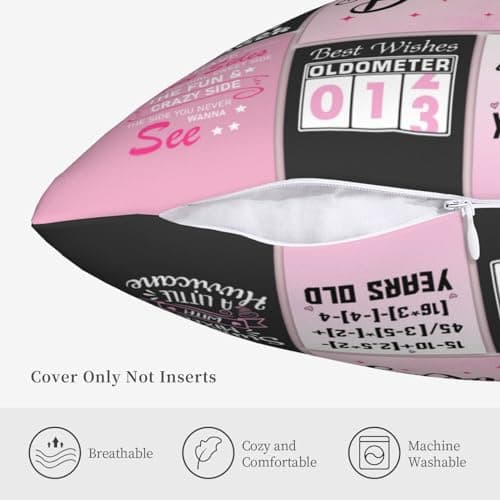 13th Birthday Gifts for Girls, 13 Year Old Girl Birthday Gift Ideas, 13 Yr Old Girl Presents Decorations for Girls Throw Pillow Covers 18x18 Inch