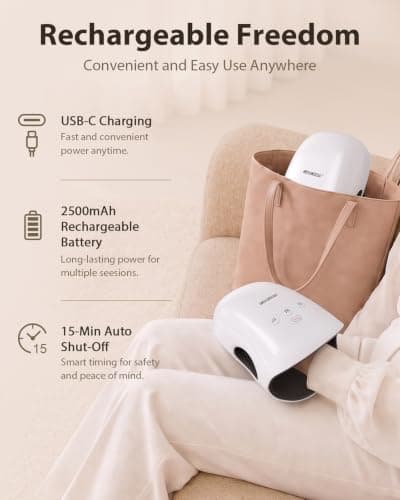 CINCOM Hand Massager - Cordless Hand Massager with Heat and Compression for Arthritis and Carpal Tunnel, Gifts for Women(White)