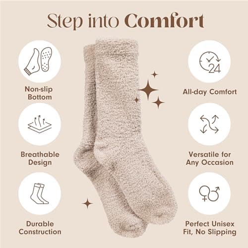 Plush, Breathable Soft Slipper Socks for Women - Comfy Sleep Socks for Self Care, Birthday Gifts Unboxme Gifts Warm & Cozy Ultra-Luxe Cloud Fuzzy Socks, Gifts for Women B0D99Y1VF2