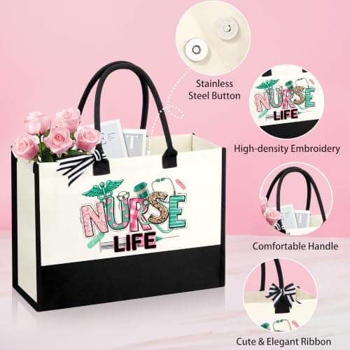 Nurses Week Gifts Birthday Gift for Nurses Gifts, Nursing Student with Canvas Bag Socks Affirmations Cards 16 Oz Can Glass DOGMEM Nurse Gifts Nurse Appreciation Gift Set for Women B0CY2C791K