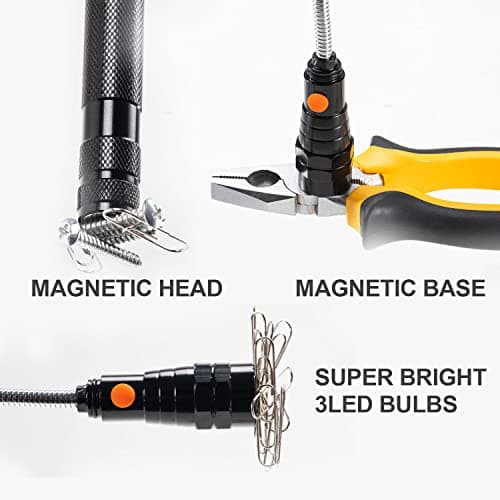 Gifts for Him, LED Magnetic Pickup Tools, Telescoping Magnetic Flashlight Pick Up Tool, Christmas Stocking Stuffers for Men Adults, Unique Cool Gifts for Men, Dad, Husband, Black