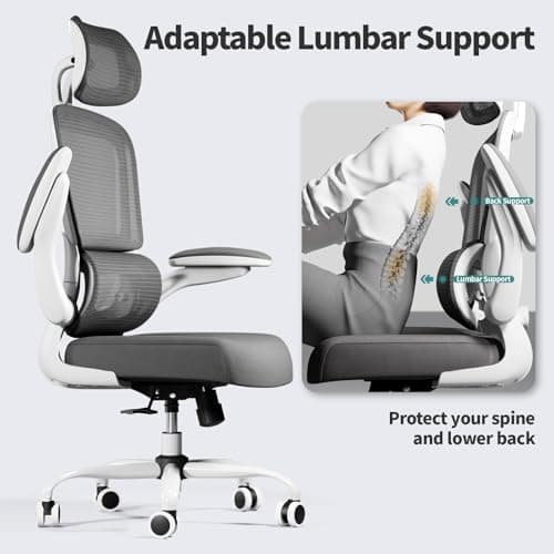 TRALT Office Chair Ergonomic Desk Chair, 330 LBS Home Mesh Office Desk Chairs with Wheels, Comfortable Gaming Chairs (White)