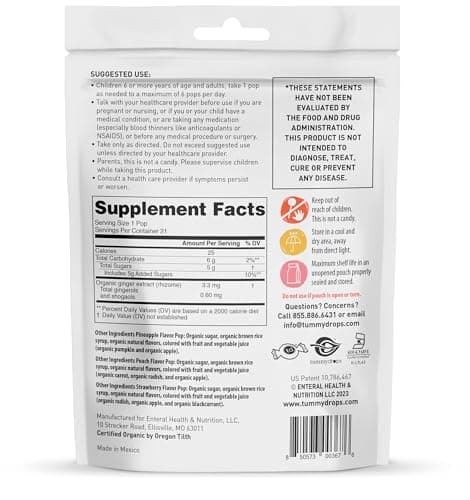 USDA Organic Tummypops Ginger Variety Pack (Pineapple, Peach, & Strawberry)