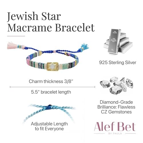 Star of David Macrame Friendship Bracelet Jewish Women Gift B07FY3824Z