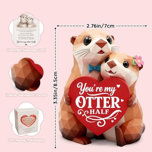 Anniversary Birthday Gifts for Women Men I Love You Wedding Romantic Gift for Wife Husband Couples,Hand-Painted Sculpture Gifts for Women Her Girlfriend Wife Husband BF Men Him Otter Figurines B0GDCT2WCC