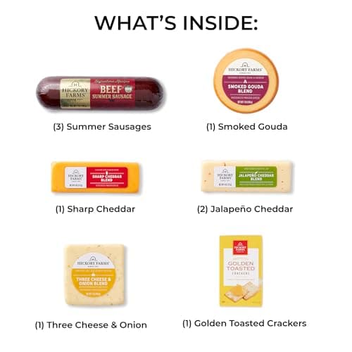 Hickory Farms Signature Beef Meat and Cheese Gift Basket (Large) - Box Set | Charcuterie Board Food | Summer Sausage | Father's Day | Mother's Day | Easter | Christmas | Holiday | Housewarming | Gourmet | Sympathy | Care Package