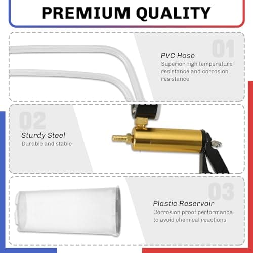 weyleity 2-in-1 Brake Bleeder & Vacuum Pump Kit | Essential for Brake & Clutch Maintenance, Handheld Vacuum Brake Bleeder Pump with Pressure Gauge, Adapters, and Case (Red)