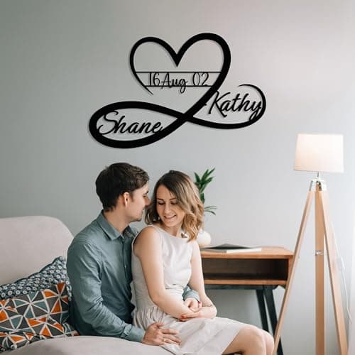 Personalized Valentines Metal Wall Sign, Custom Infinity Heart Love Couple Name Sign, Valentine's Wedding Gifts for Couples, Metal Engagement Sign, Home Decoration, Gift for Anniversary