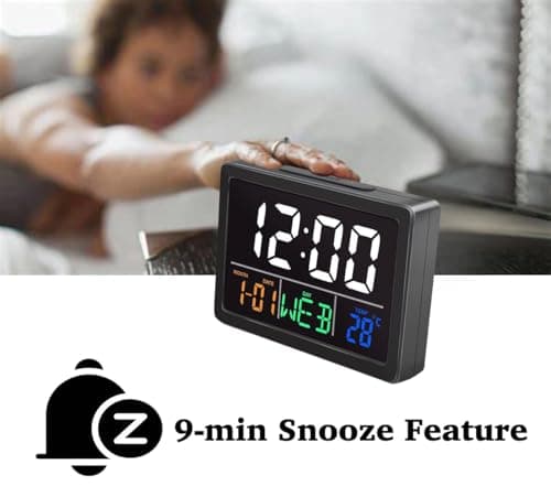 WQV Digital Alarm Clock, 5.5" Large LED Alarm Clock for Bedrooms, Table Desk Clock, with Calendar Date Day Temperature Snooze, Adjustable Alarm Volume & Brightness, Gift for Students Elderly