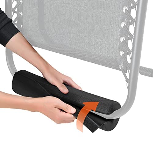 2 Pack Zero Gravity Chair Foot Rest, TOPJUM Footrest Cushion for Anti Gravity Folding Recliner, Footrest Padding for Patio Lawn Outdoor Chair, Lounge Accessory for Tall User (Black - Set of 2)