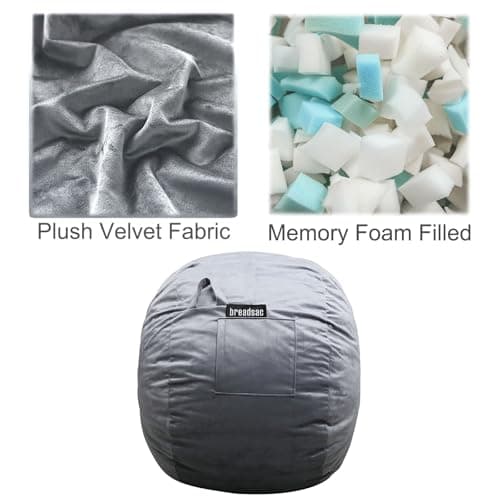 Bean Bag Chairs, Memory Foam Stuffing Bean Bag Chair for Adults/Teens/Kids, Velvet Lazy Sofa Furniture with Removable High-Rebound Memory Foam for Living Room Bedroom College Dorm