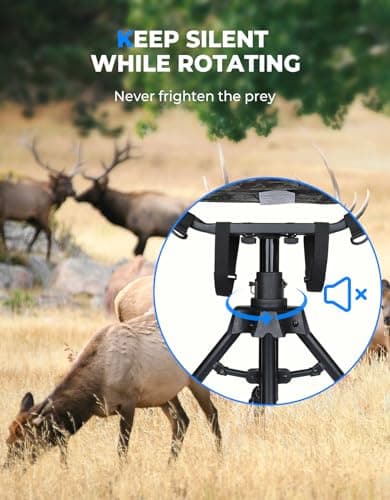 KEMIMOTO Hunting Blind Chair 360 Degree Silent Swivel, 300 Lbs Height Adjustable Quick Folding Portable Comfortable Hunting Deer Fishing Ground Chair