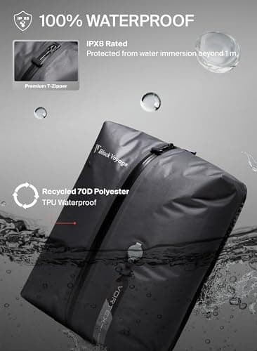 Black Voyage Reusable Vacuum Compression Travel Bag for Carry-On Suitcase and Backpack, Recycled IP67 Waterproof Space Saver Vacpack (2-Pack, 18L - Pump Included)