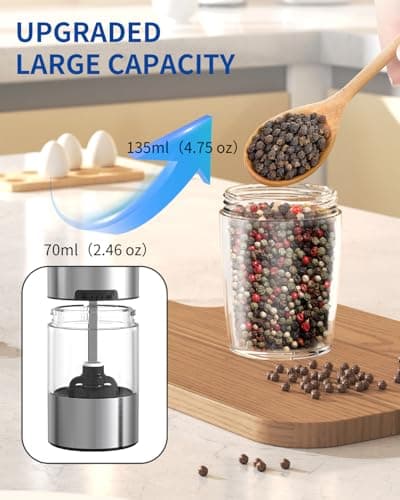 CIRCLE JOY Gravity Electric Salt and Pepper Grinder Set Automatic Salt and Pepper Grinder Set with LED Light, Battery Operated, Adjustable Coarseness, Large Capacity, for Home Kitchen BBQ, Black B0DFY5TNFX