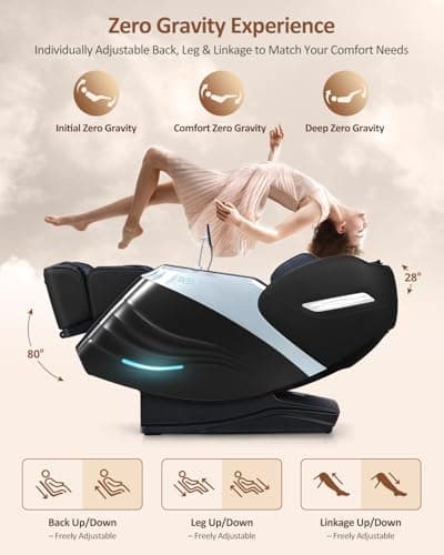 RELX Massage Chair Full Body, 20 Modes Zero Gravity SL-Track Shiatsu Massage Chair Built-in Heat System, Airbag Massage with Body Scan, Deep Yoga Stretch, Calfrest Extension and AI Control(Black)