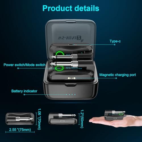 Sovvid Wireless Guitar System 2.4 GHz with Magnetic Charging Case Wireless Guitar Transmitter Receiver for Guitar Bass Electric Instruments