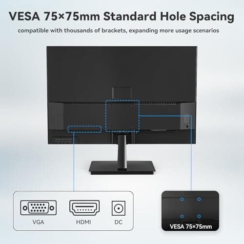 Great voell 23.8" Inch Computer Monitor- FHD 1080P IPS Display 75Hz, 99% sRGB, Eye Care, HDMI VGA, FreeSync, VESA Mountable - Slim Bezel Office & Casual Gaming Screen for PC Console