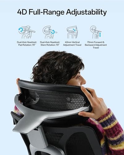 Hbada E3 Pro 2026 Edition Ergonomic Office Chair, Mesh Desk Chair with 3-Zone Floating Lumbar Support, Upgraded 4D Headrest, 720° Armrests, Black with Footrest