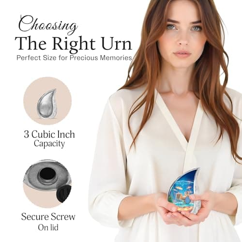 Underwater Drum Burial Urns for Ashes Cremains, Keepsake Funeral Urns for Ashes Adult Male & Female, Blue Cremation Urn for Daughter, Memorial Gifts for Loss of Mom, 3 Inch B0G9TBW455