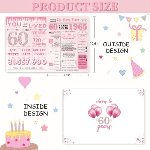 IDU 60th Birthday Card,60th Birthday Gifts & Decorations for Women, 60 Year Old Birthday Gifts Cards for Mom Sister Wife Friends