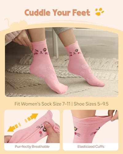 Cat Socks Stocking Stuffers for Women: Unique Funny Cute Cat Lover Gifts Novelty Comfy Animal Socks for Women, Christmas Xmas Gifts for Ladies Mom Wife Her Girlfriend Teen Girls Birthday Gift Ideas B0FM88P2PP