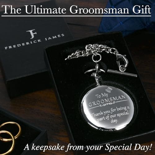 FJ FREDERICK JAMES Wedding Pocket Watches for Groomsman, Best Man, Groom, Father of the Bride & Groom I Silver Engraved I Complete Their Wedding Attire B07F63XPXK