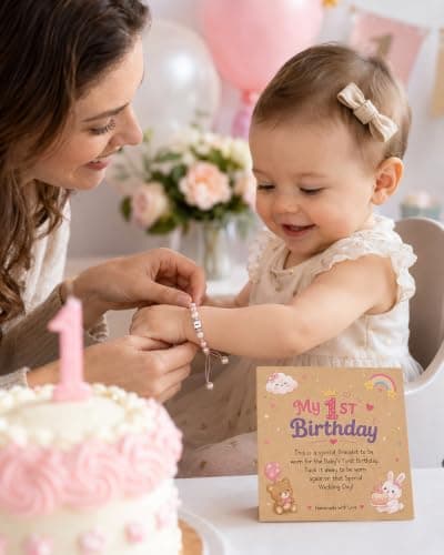 Adjustable 4-9 in Bracelet with Number Charm, Happy Birthday Gifts for Daughter Granddaughter Niece Little Girls Birthday Gifts for Kids, 1 2 Year Old Girl Birthday Bracelet B0H8SMJMX5