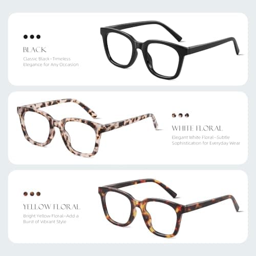 Reading Glasses for Women Men - Blue Light Blocking Magnifying Readers,Square Anti-Glare Computer Eyeglasses