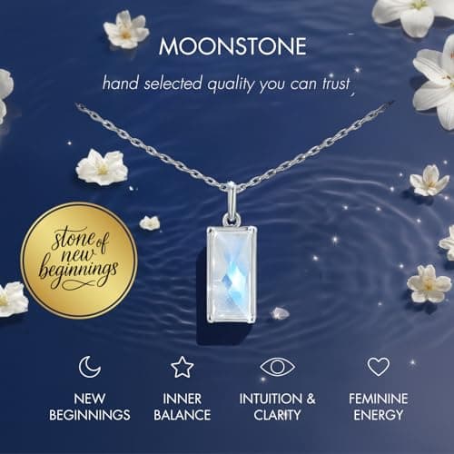 HOPE LOVE SHINE New Beginnings Rainbow Moonstone Sterling Silver Necklace for Women